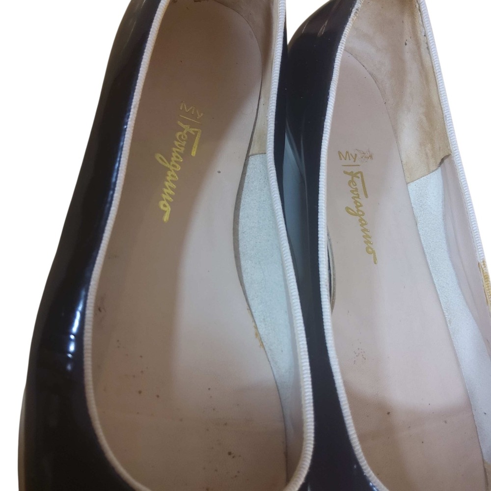 Ferragamo Salvatore Ferragamo Black Patent Platform Ballet Flats Womens 10 B - Picture 8 of 16